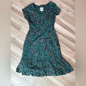 Mistral Dress Floral Teal Navy Gold, UK10 Medium Midi Women’s Flowy Pockets